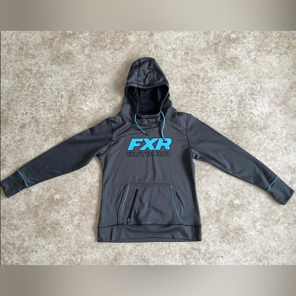 FXR Podium Tech Gray Hoodie with Blue Logo